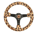 NRG Reinforced Steering Wheel (350mm/3in. Deep) SAVAGE Brown Leopard w/ Matte Blk Spokes-1