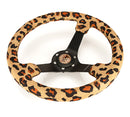 NRG Reinforced Steering Wheel (350mm/3in. Deep) SAVAGE Brown Leopard w/ Matte Blk Spokes-3