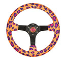 NRG Reinforced Steering Wheel (350mm/3in. Deep) SAVAGE Orange Leopard w/ Matte Blk Spokes-1