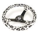 NRG Reinforced Steering Wheel (350mm/3in. Deep) SAVAGE White Leopard w/ Matte Blk Spokes-3
