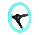 NRG Reinforced Steering Wheel (350mm / 3in Deep) Minty Fresh Wood Grain w/Black 3-Spoke Center-2