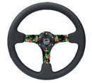 NRG Reinforced Steering Wheel (350mm/ 3in. Deep) Matte Black Spoke/Black Leather/ Yellow Center-1