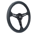 NRG Sport Steering Wheel (350mm/ 1.5in. Deep) Black Etched Spokes/ Black Leather w/ Black Stitch-2