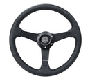 NRG Sport Steering Wheel (350mm / 1.5in Deep) Black Leather Black Stitch w/Matte Black Solid Spokes-1
