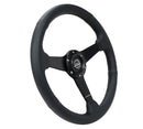 NRG Sport Steering Wheel (350mm / 1.5in Deep) Black Leather Black Stitch w/Matte Black Solid Spokes-2