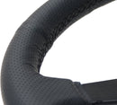 NRG Sport Steering Wheel (350mm / 1.5in Deep) Black Leather Black Stitch w/Matte Black Solid Spokes-3