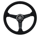NRG Sport Steering Wheel (350mm/ 1.5in. Deep) Matte Black Spoke/ Black Alcantara w/ Black Stitching-1