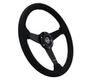 NRG Sport Steering Wheel (350mm/ 1.5in. Deep) Matte Black Spoke/ Black Alcantara w/ Black Stitching-2