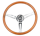 NRG Reinforced Steering Wheel (360mm) Classic Wood Grain w/Chrome Cutout 3-Spoke Center-1