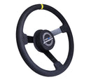 NRG Reinforced Steering Wheel (380mm) Nascar/ Alcantara 3 Spoke w/ NRG Logo/ Removable Crushed Pad-2