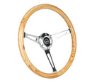 NRG Reinforced Steering Wheel (380mm) Light Wood Grain w/3-Spoke Center Shinny Chrome-2