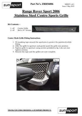 Zunsport Range Rover Sport - Centre Grille - Silver finish - 0