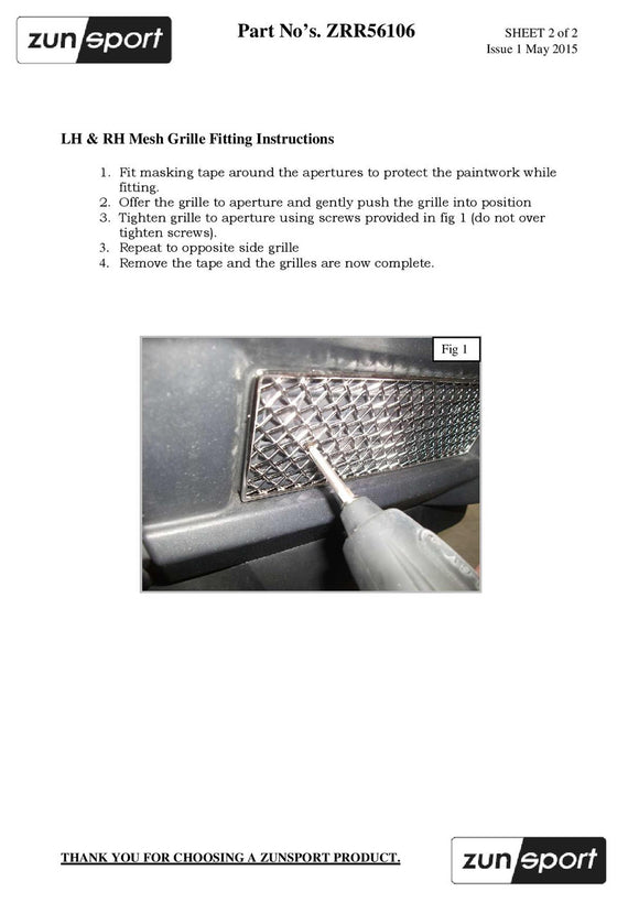 Zunsport Range Rover Sport - Lower Grille Set - Silver finish