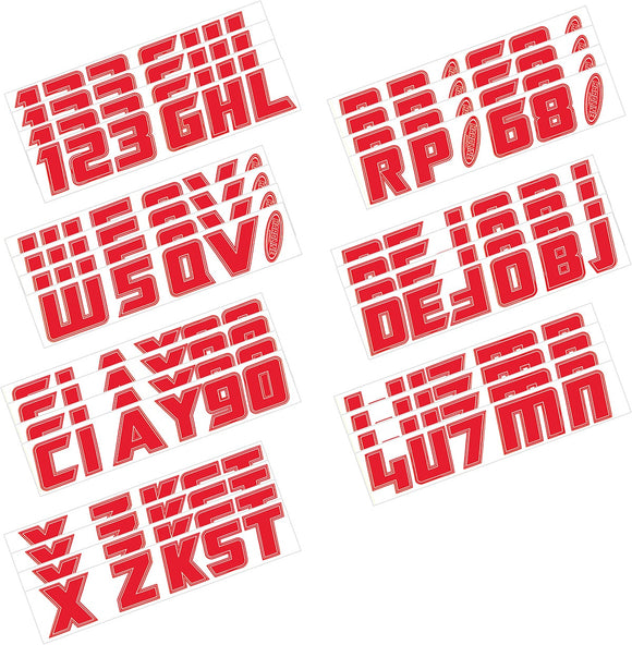 Hardline Boat Lettering Registration Installation Kit 3 in. - 900 Red