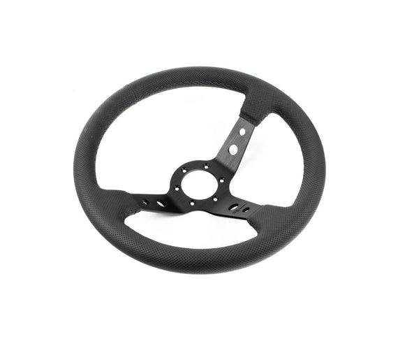 Renown 100 Dark Black Perforated Leather Black Stitching Steering Wheel | 100DP