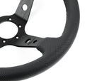 Renown 100 Dark Black Perforated Leather Black Stitching Steering Wheel | 100DP-4
