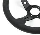 Renown 100 Dark Black Alcantara Suede Black Stitching Steering Wheel | 100DS-2