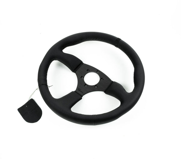 Renown 130R Dark Black Perforated Leather Black Stitching Steering Wheel | 130RDP