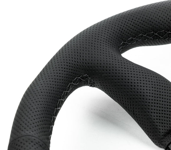 Renown 130R Dark Black Perforated Leather Black Stitching Steering Wheel | 130RDP
