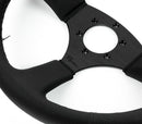 Renown 130R Dark Black Perforated Leather Black Stitching Steering Wheel | 130RDP-3