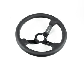 Renown Chicane Dark Black Perforated Leather Black Stitching Steering Wheel | ChiDP