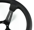 Renown Chicane Dark Black Perforated Leather Black Stitching Steering Wheel | ChiDP-2