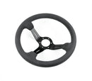 Renown Chicane Dark Black Alcantara Suede Black Stitching Steering Wheel | ChiDS-1