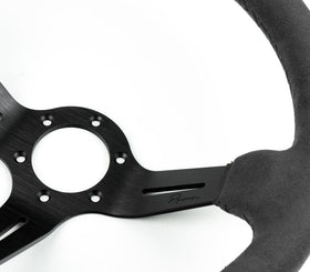 Renown Chicane Dark Black Alcantara Suede Black Stitching Steering Wheel | ChiDS - 0