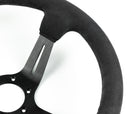 Renown Chicane Dark Black Alcantara Suede Black Stitching Steering Wheel | ChiDS-3