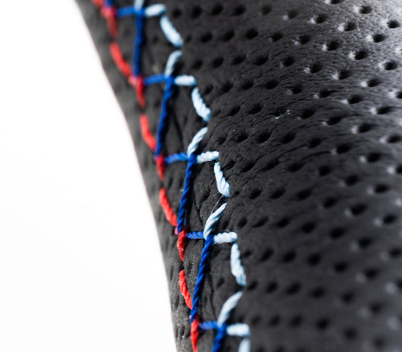 Renown Chicane Motorsport Black Perforated Leather Tricolor Stitching Steering Wheel | ChiMP