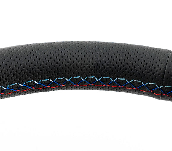 Renown Chicane Motorsport Black Perforated Leather Tricolor Stitching Steering Wheel | ChiMP