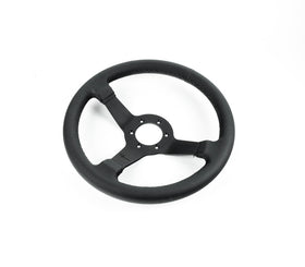 Renown Time Trial Dark Black Perforated Leather Black Stitching Steering Wheel (No Centerline) | TTDP
