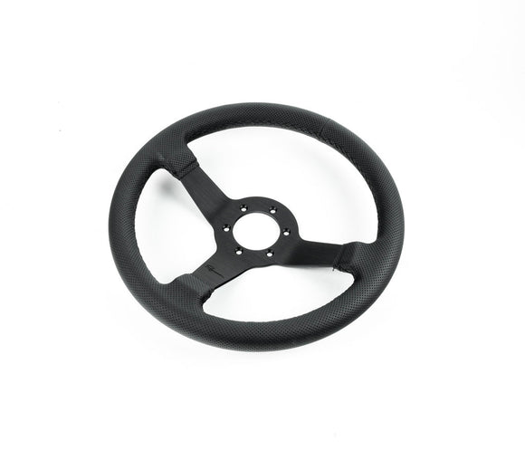Renown Time Trial Dark Black Perforated Leather Black Stitching Steering Wheel (No Centerline) | TTDP