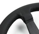 Renown Time Trial Dark Black Perforated Leather Black Stitching Steering Wheel (No Centerline) | TTDP-4