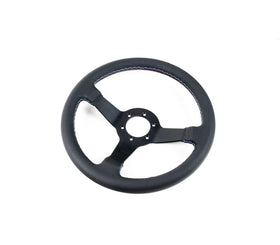Renown Time Trial Motorsport Black Perforated Leather TriColor Stitching Steering Wheel | TTMP