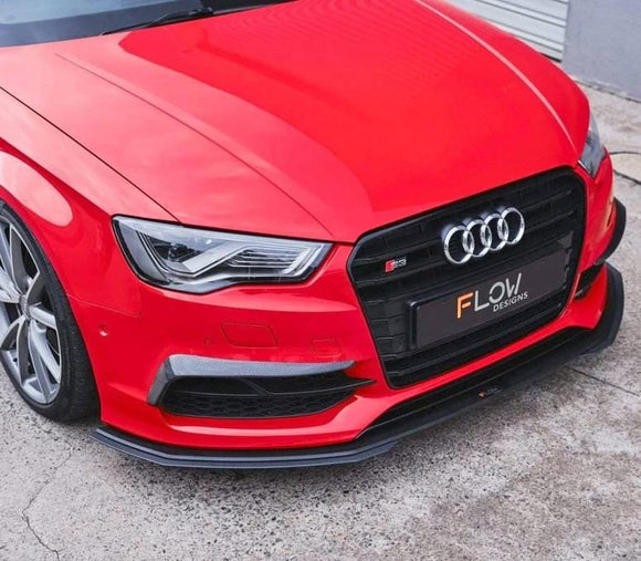 Flow Designs S3 8V Sedan Pre-Facelift Front Lip Splitter V3 & Mounting Brace