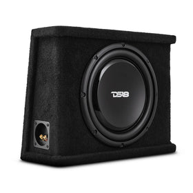 DS18 Single 12in Shallow Subwoofer and Enclosure 350 Watts RMS Sealed Black Carpet