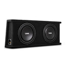 DS18 Dual 12in Shallow Subwoofer and Enclosure 700 Watts RMS Sealed Black Carpet-1