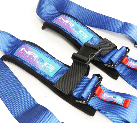 NRG SFI 16.1 5PT 3in Seat Belt Harness with Pads / Latch Link - Blue