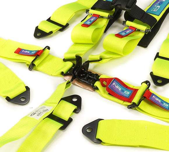 NRG SFI 16.1 5PT 3in Seat Belt Harness with Pads / Latch Link - Neon Green