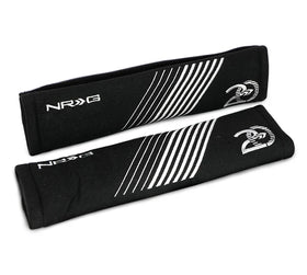 NRG Seat Belt Pads - 20 Year Anniversary - 11in. Length Black w/ Silver Stitching - 2pc
