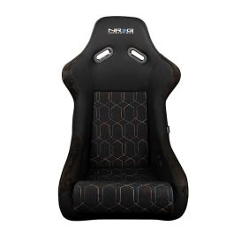 NRG FRP Bucket - White Stitching Hex Geometric 3-Piece Seat Cushion