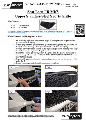 Zunsport Seat Leon FR MK3 Pre-Facelift - Upper Grille - Black Finish - 0