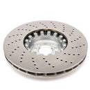 SHW 2020+ BMW X3 M 3.0L Left Front Cross-Drilled Lightweight Brake Rotor (34118054825)-2