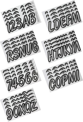 Hardline Boat Lettering Registration Kit 3 in. - 400 Silver/Black