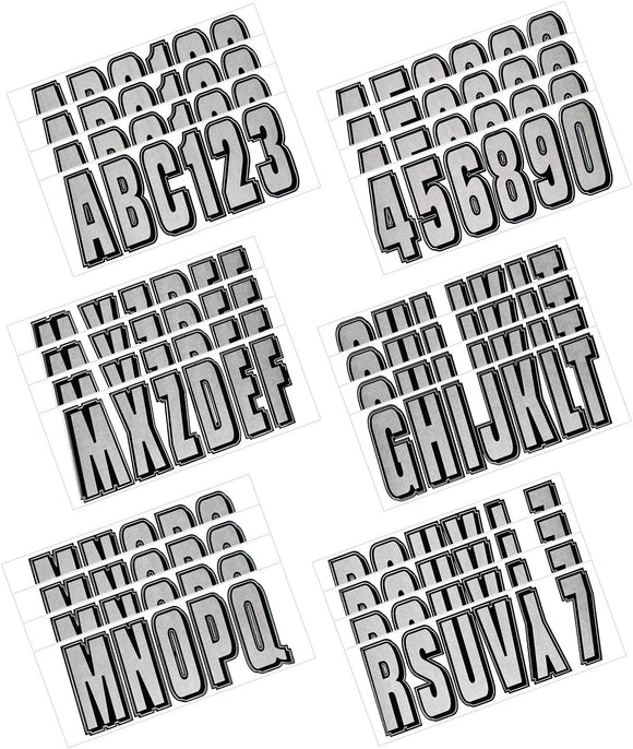 Hardline Boat Lettering Registration Kit 3 in. - 320 Silver/Black