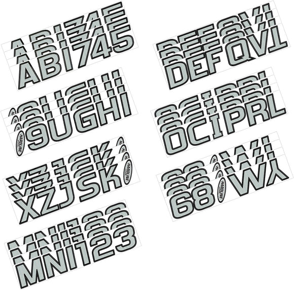 Hardline Boat Lettering Registration Kit 3 in. - 700 Silver/Black