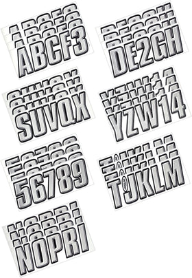 Hardline Boat Lettering Registration Kit 3 in. - 800 Silver/Black