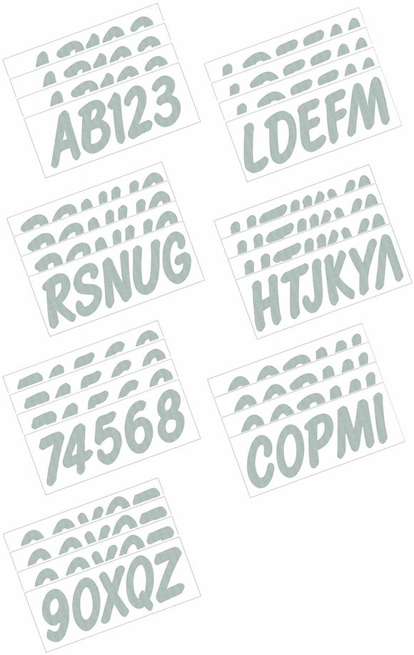 Hardline Boat Lettering Registration Kit 3 in. - 400 Silver Solid