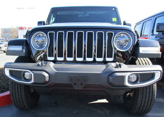 Front License Plate for 2018-2022 Jeep Wrangler JL Sahara & Rubicon/2020-2022 Gladiator Overland, Mojave & Rubicon with plastic bumper (SNS140a)